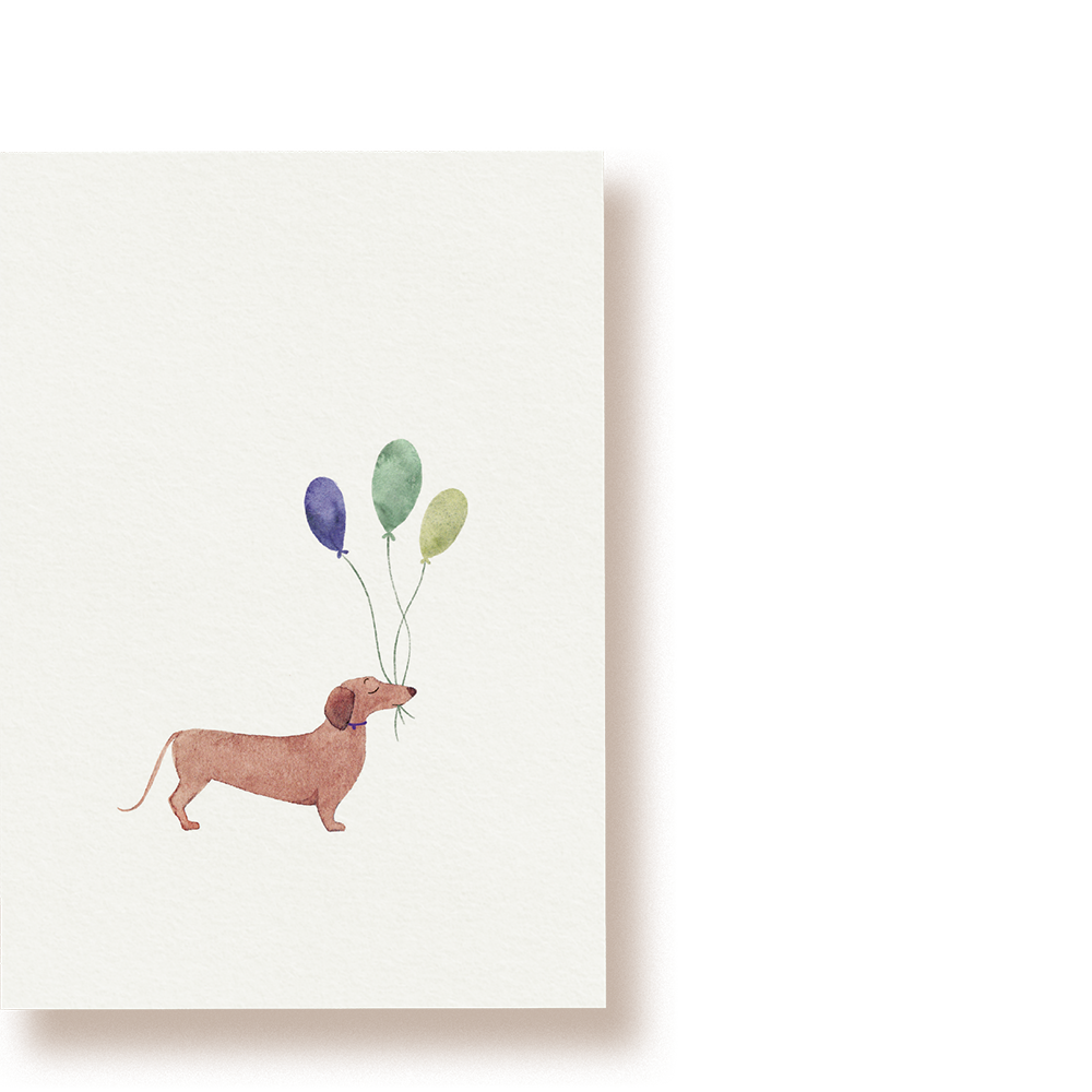 'DACKEL MIT LUFTBALLONS'